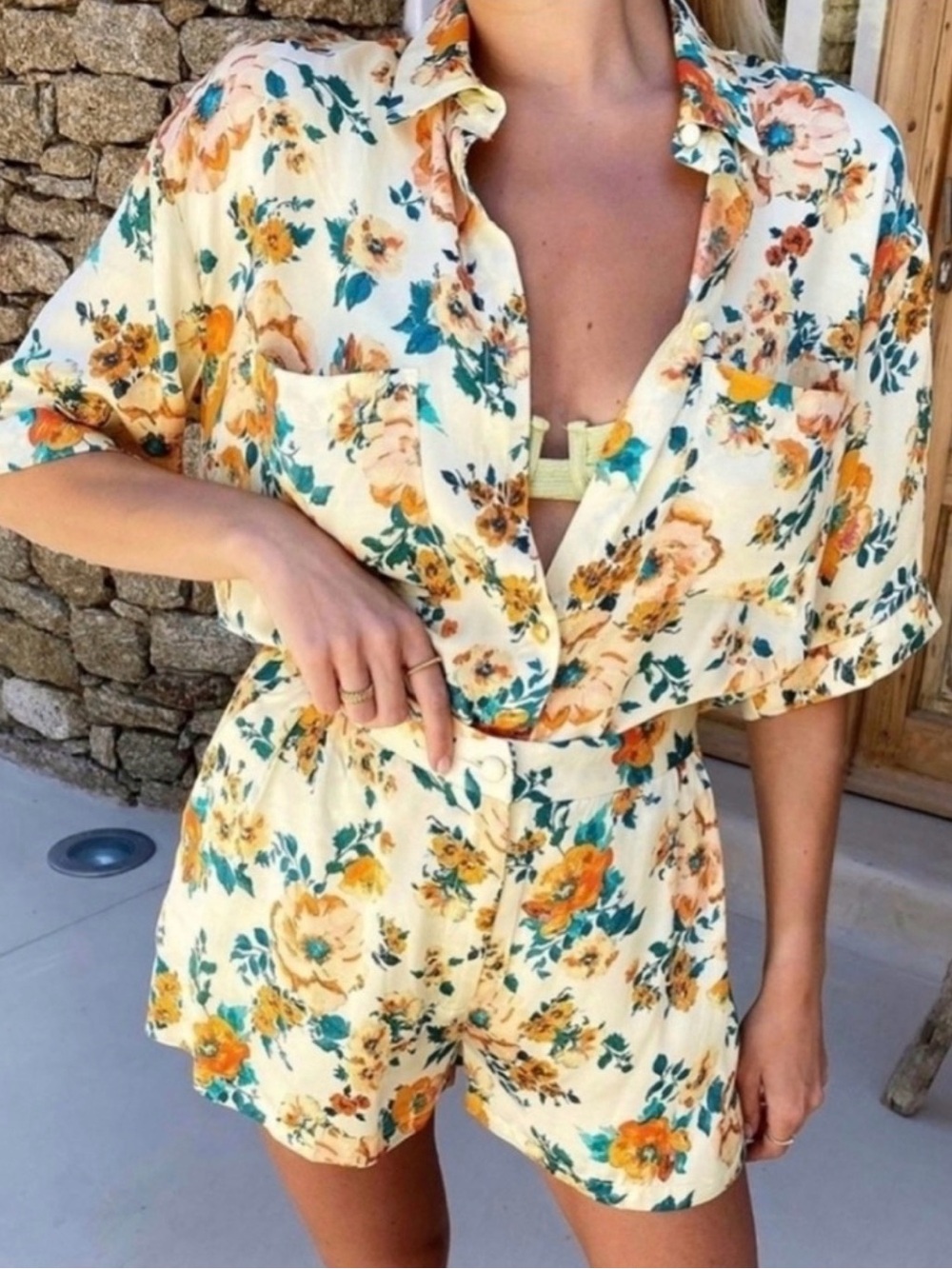 Zara Floral Button-Front Blouse Blogger choice XS